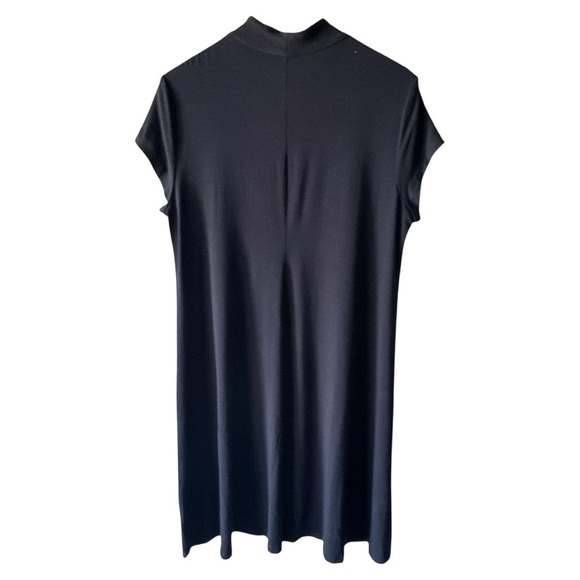 Eileen Fisher Cap Sleeve V-Neck Stretch Jersey Dress - Black - Size XL - Picture 4 of 8